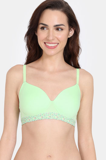Buy Zivame Cupid Chic Padded Non Wired 3/4th Coverage T-Shirt Bra - Patina Green